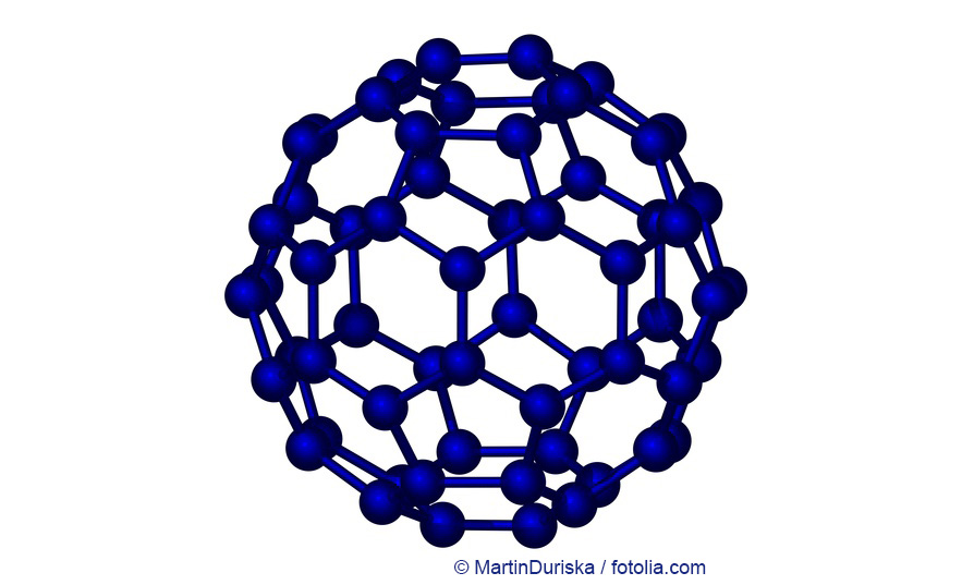Schematische Darstellung eines Buckminsterfulleren. Bildquelle Martin Duriska / fotolia.com