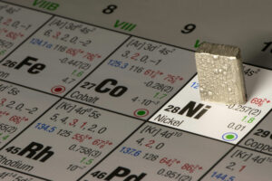 Nickel on the periodic table of the elements. Source: natros_stock.adobe.com