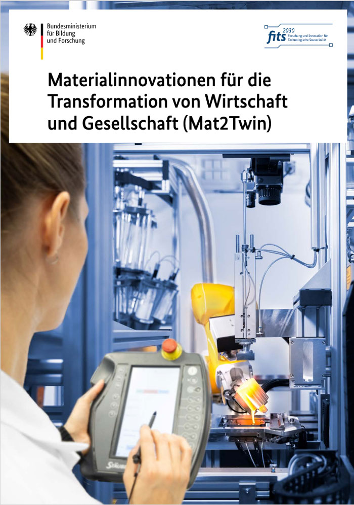 Bildschirmfoto. Materialinnovationen für die Transformation von Wirtschaft und Gesellschaft (Mat2Twin) @BMBF