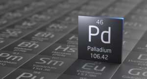 3D Illustration Palladium Element Periodensystem. Bildquelle: RareStock - stock.adobe.com