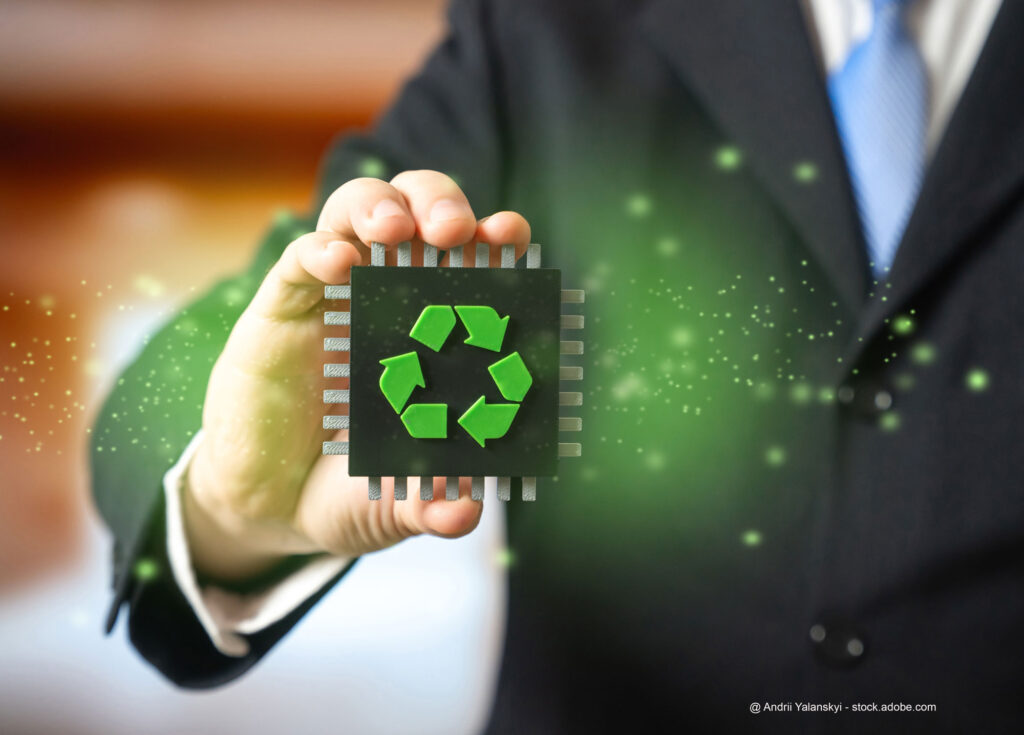 Symbol Kreislaufwirtschaft ind der Hand eines Mannes. Bildrechte: Andrii Yalanskyi - stock.adobe.com